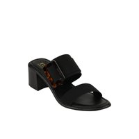 Main view of Black Daona Double Strap Slide Sandals for women. 