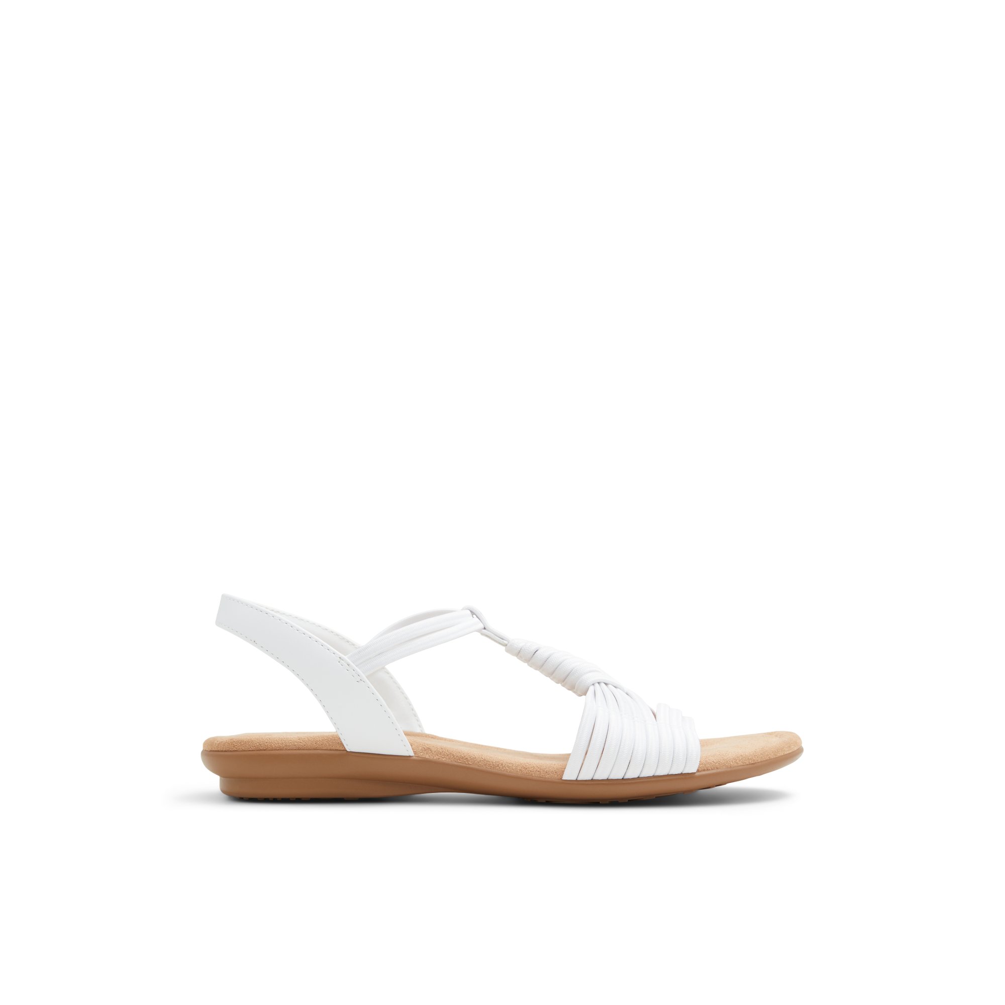 Solemate Etharehan - Sandales à talon plat pour femmes Blanc Textile Extensible