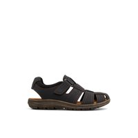 Main view of Black Sevirakoth Fisherman Sandals for men. 