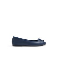 Main view of Dark Blue Sleath Mary Jane Ballerina for women. 