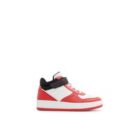 Main view of Bright Red Swag-jb High Top Sneakers for women. 