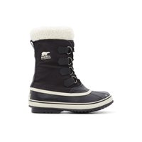 Main view of Black/White W carnival-l Mid-Calf Winter Duck Boots for women. 