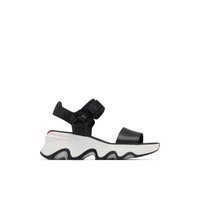 Main view of Black/White Y-strap high Sporty Strap Sandals for women. 